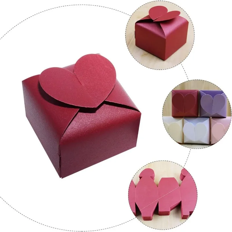 Packaging Box Heart-Shaped Candy Box Solid Color with Ribbon for Wedding Christmas Valentine's Day Party Decoration Gift Box
