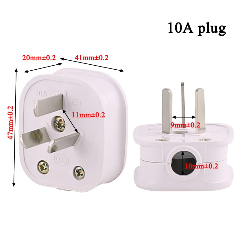 Australia standard 16A/10A 250V Three-pole power plug Detachable plug Assembly AU connection 2/5/10/20pcs