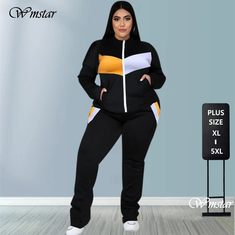 Chándal de talla grande para mujer, de dos piezas, 5XL, abrigo y de chándal, novedad, ropa deportiva correr, venta al por mayor, triangulación de envíos|Plus Conjuntos| - AliExpress