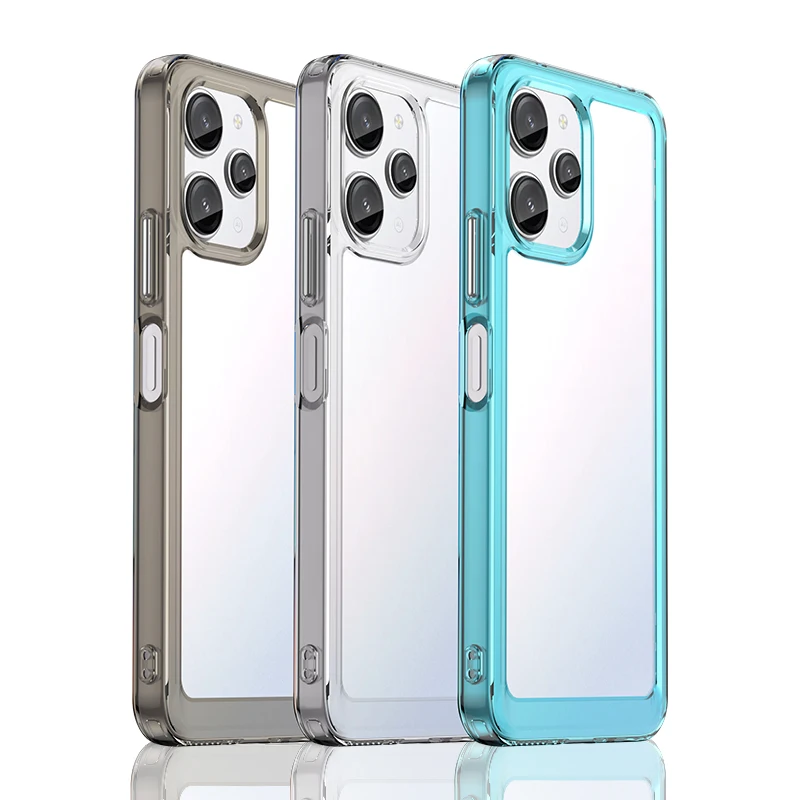 

For Redmi 12 Transparent Case For Xiaomi Redmi 12 Cover Fundas Coque Candy Color Soft Flexible TPU Phone Bumper For Redmi 12