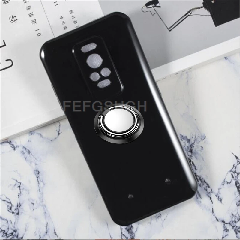 Rugged Back Ring Holder Bracket Phone Cover - TPU Soft Silicone Case