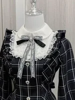 Japanese Kakaii Sweet Lace Patchwork Plaid Dress Women Fairy Grunge Ruffled Long Sleeve Dresses Y2k Aesthetic JK Lolita Vestidos - Image 4