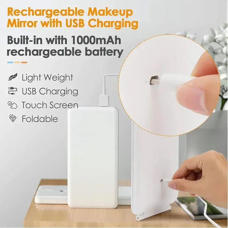 Portable Folding LED Makeup Mirror 4