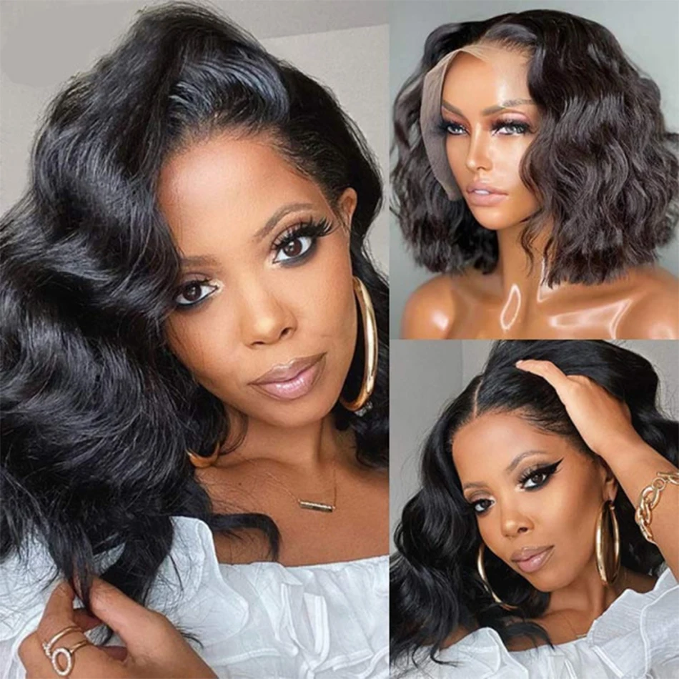 

12A Body Wave Bob Wig 13x4 Transparent Lace Frontal Wig Brazilian Virgin Human Hair Wigs Remy Hair 4x4 Lace Closure Wig 180%