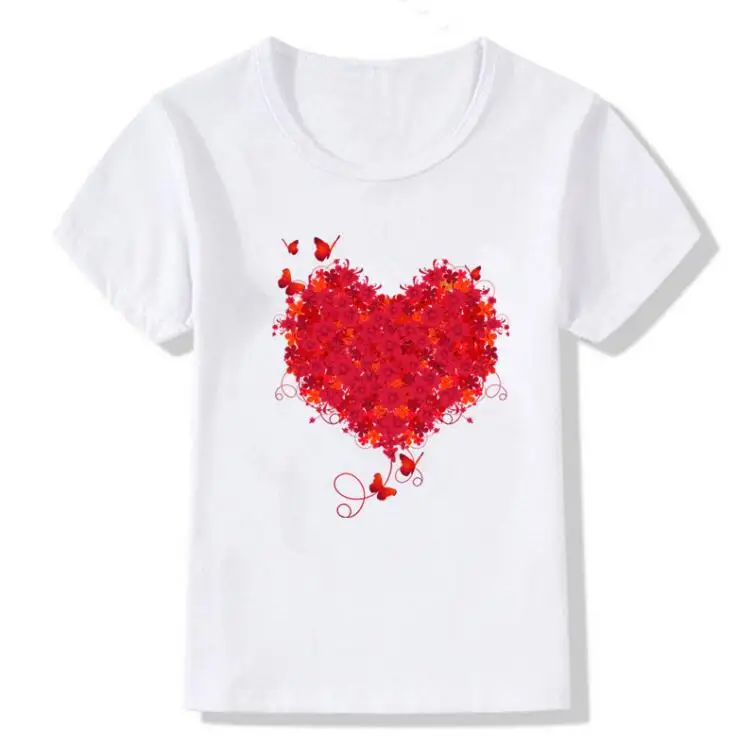 

New Baby Kids T Shirt Soft Short Sleeve Kids Tshirt Simple Rainbow Heart Print Toddler Girl Tops
