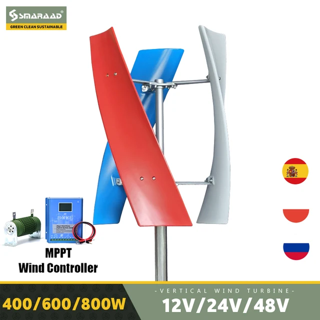 Wind Turbine Generator 400w 600w 800w Small Free Energy Wind Power Windmill Mini Permanent Maglev 12v 24v  With MPPT Controller 1