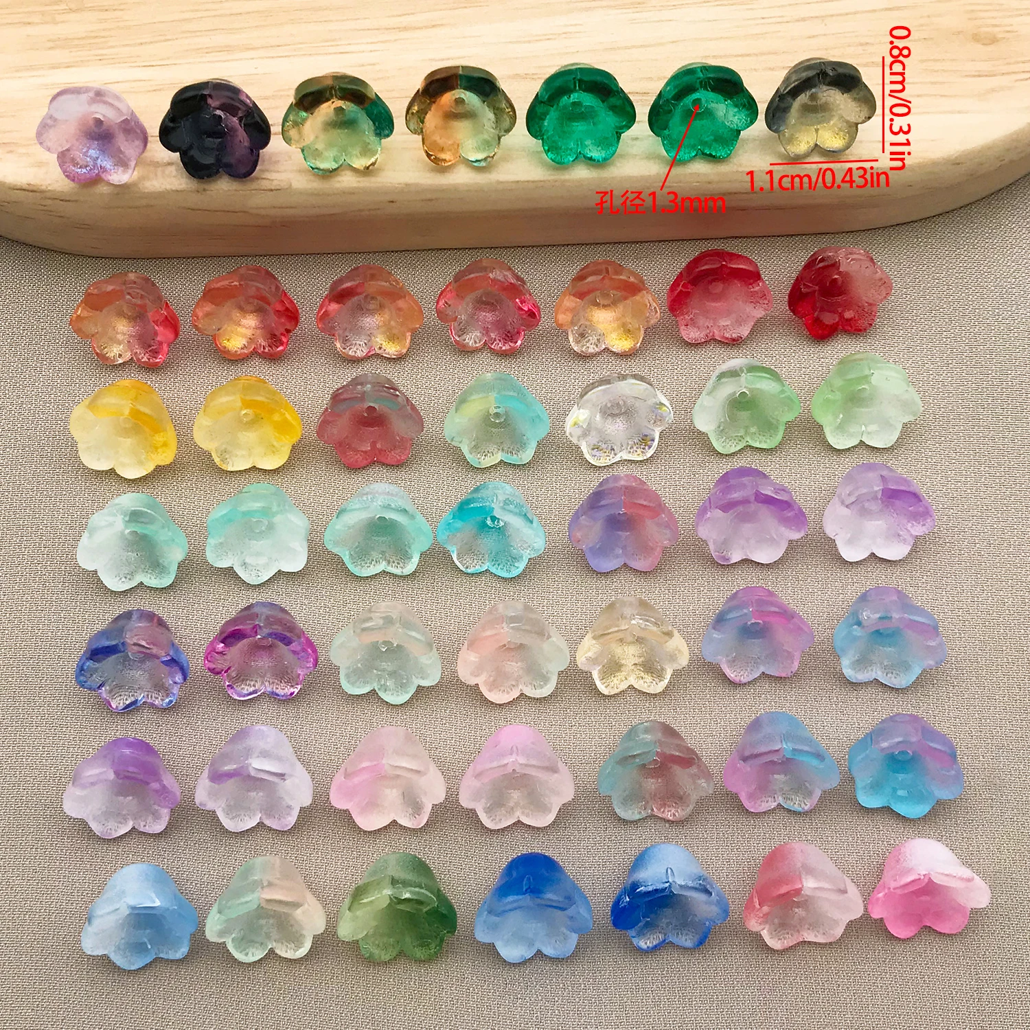 Neu 50 Stück/Lot Bluebell-Blüten Lampwork-Perlenkappen Glas-Abstandhalterperlen für Schmuckherstellung DIY Halskette Ohrring Zubehör ﻿ – Detail 12
