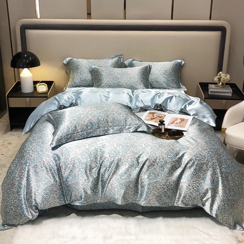 Luxury Blending Mulberry Silk Bedding Set with Duvet Cover Bed Sheet Pillowcase Double Couple Single Summer Blanket Cover Sheets 6