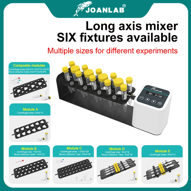 Rotary Mixer JOANLAB Long Axis Rotary Mixer 1.5/2/15/50ml Blood Mixer 360&deg;Disc Tilt Type Shaker Rotator 20-80rpm