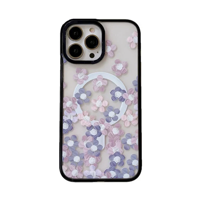 MagSafe Acrylic Flower Heart Phone Case Cover for IPhone 11 12 13 14 15 Pro Max Case for IPhone 15 Pro Max