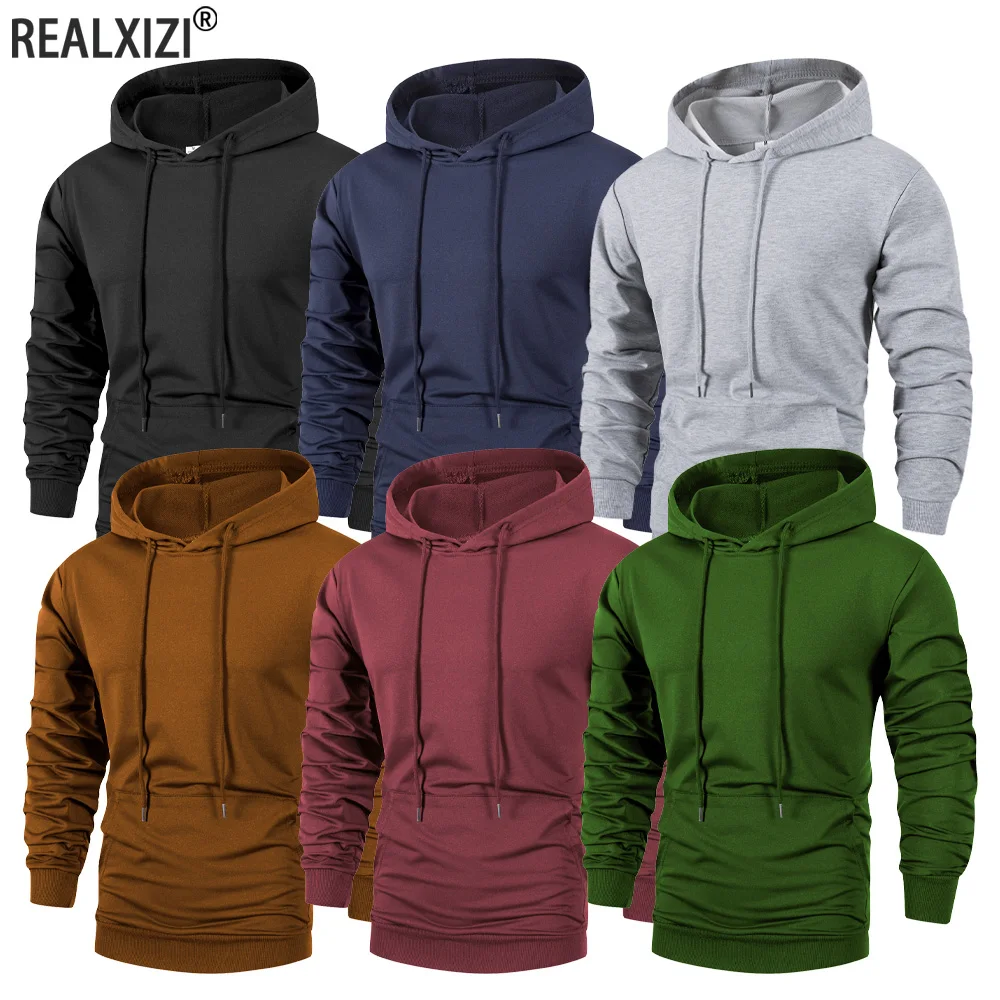 Heren Herfst Winter Hoodie Trekkoord Pure Kleur Elastische Manchet Dik Plus Size Grote Opgestikte Zak Capuchon Los Houd Warm Mid Lengte Sport Koppel Top kopen vanaf een prijs van 16