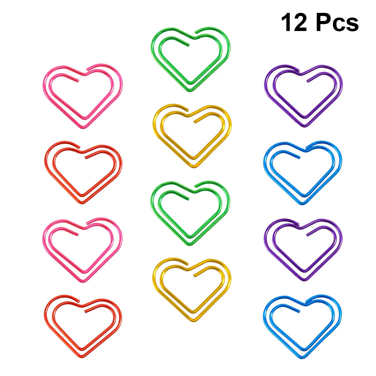 

12pcs Metal Paper Clips Creative Heart-shaped Cololful Note Photo Sign Clips Bookmark Clips for Home Office School (Mixed Color)