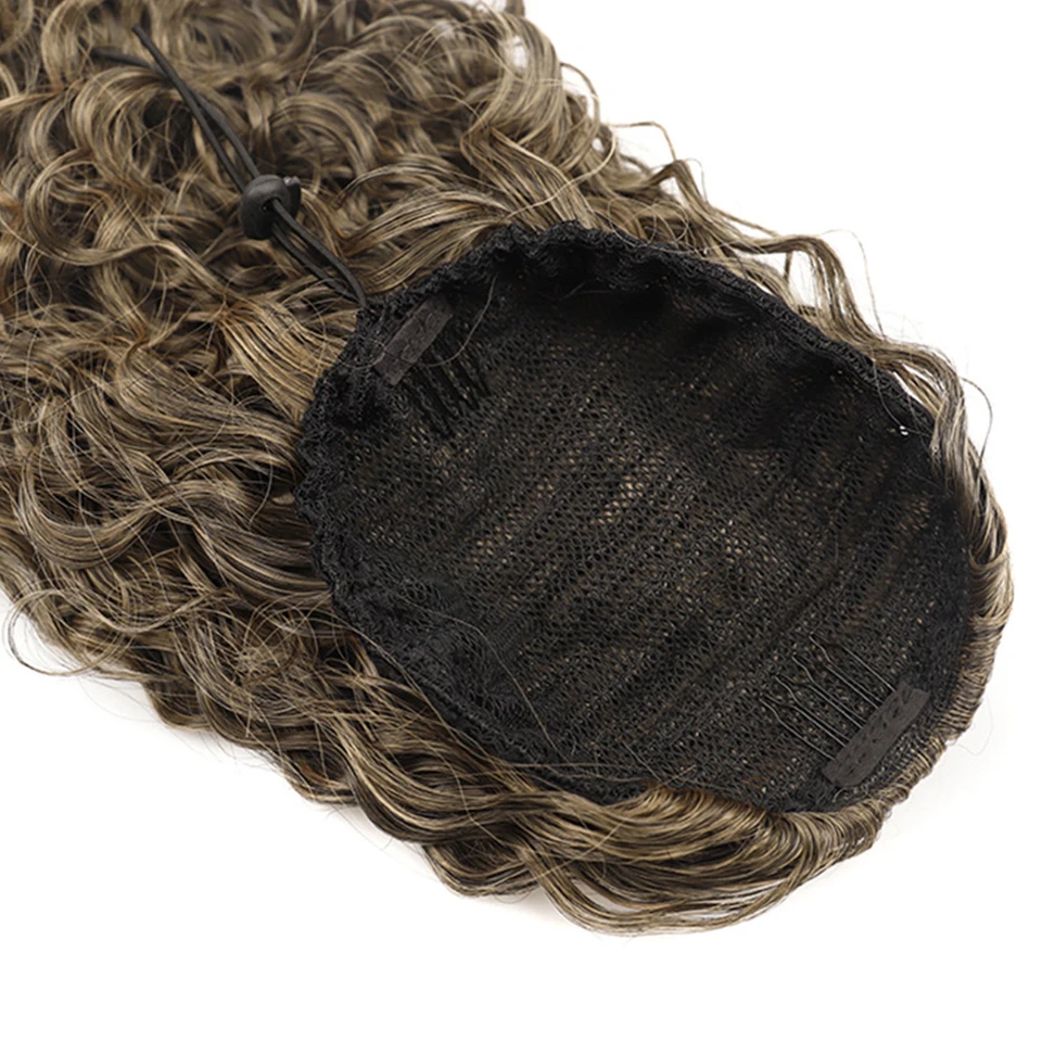 22Inch Ponytail Extension Long Curly Wavy Drawstring Pony Tail for Women Synthetic Heat Resistant Hairpiece for Daily Use party