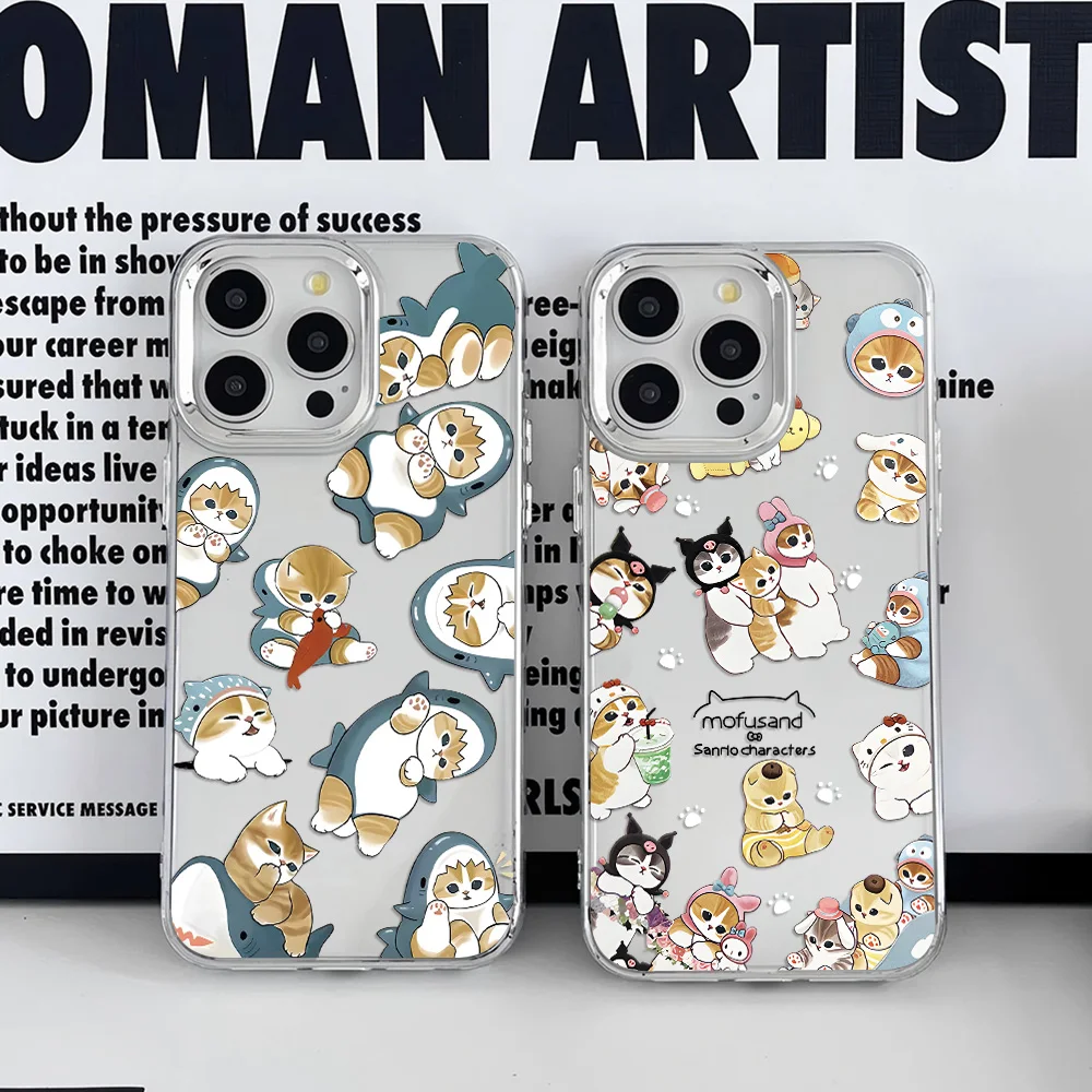 Whimsical M-Mofusand Cat Transparent Phone Case – Soft Silicone TPU Back Cover
