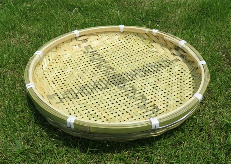 hand made bamboo basket drain weave sieve fruit tray groceries baskets round Unbreakable natural gift basket storage gift basket 2