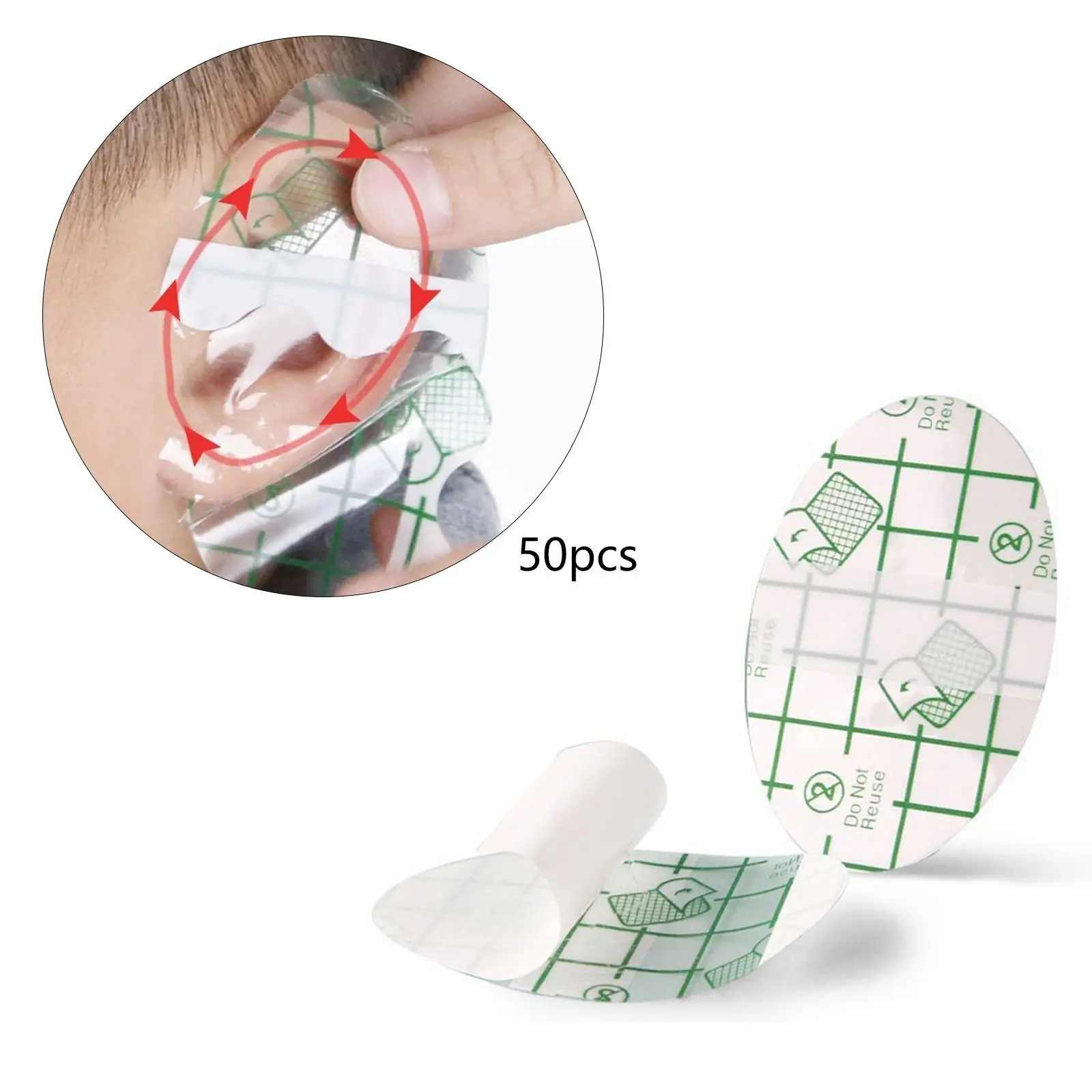 50x Baby Waterproof Ear Covers Disposable Breathable PU Film Soft Ear Stickers Earmuffs Ear Protectors for Shower Swimming Kids