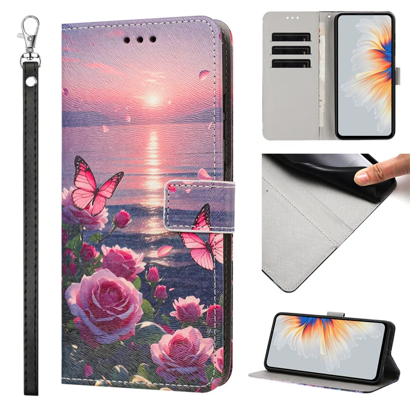 Sunset Painted Leather Wallet Phone Case