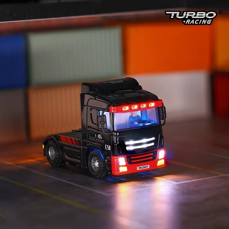 TURBO RACING RC CARS C50 Trailer 1:76 4WD Container Truck Board Control Remote Control Mini Micro RC Toy Children Christmas Gift 3