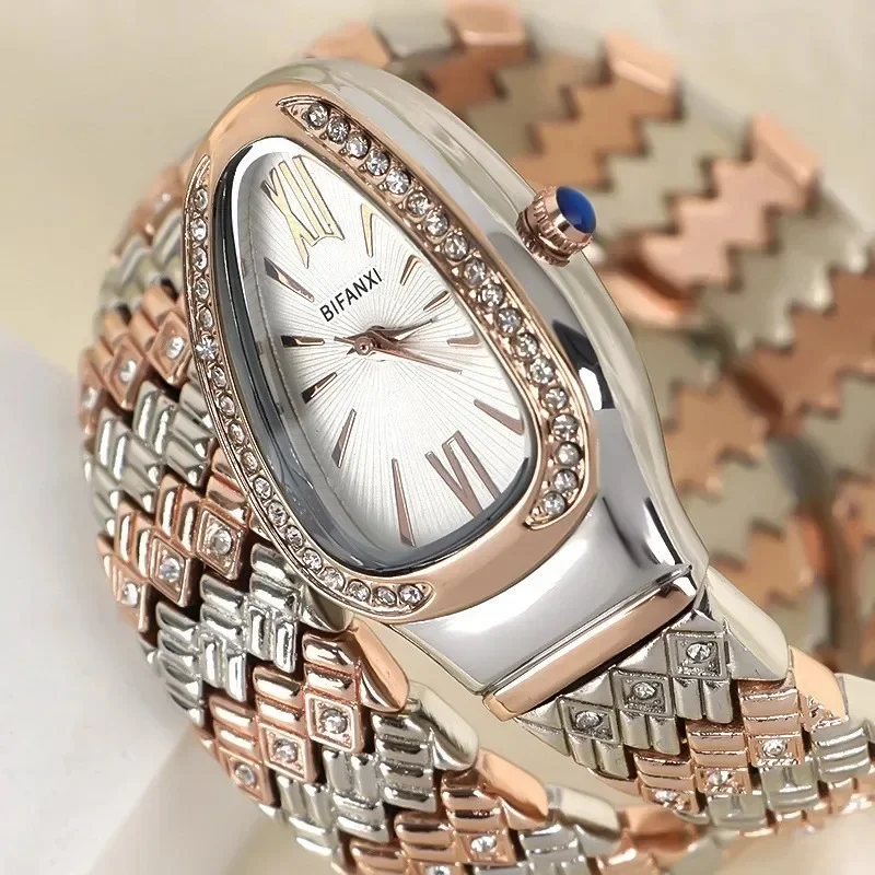 Snakelike bracelet watch winding fashion quartz watch small dial studded luxury niche temperament women's women watches electronic watch