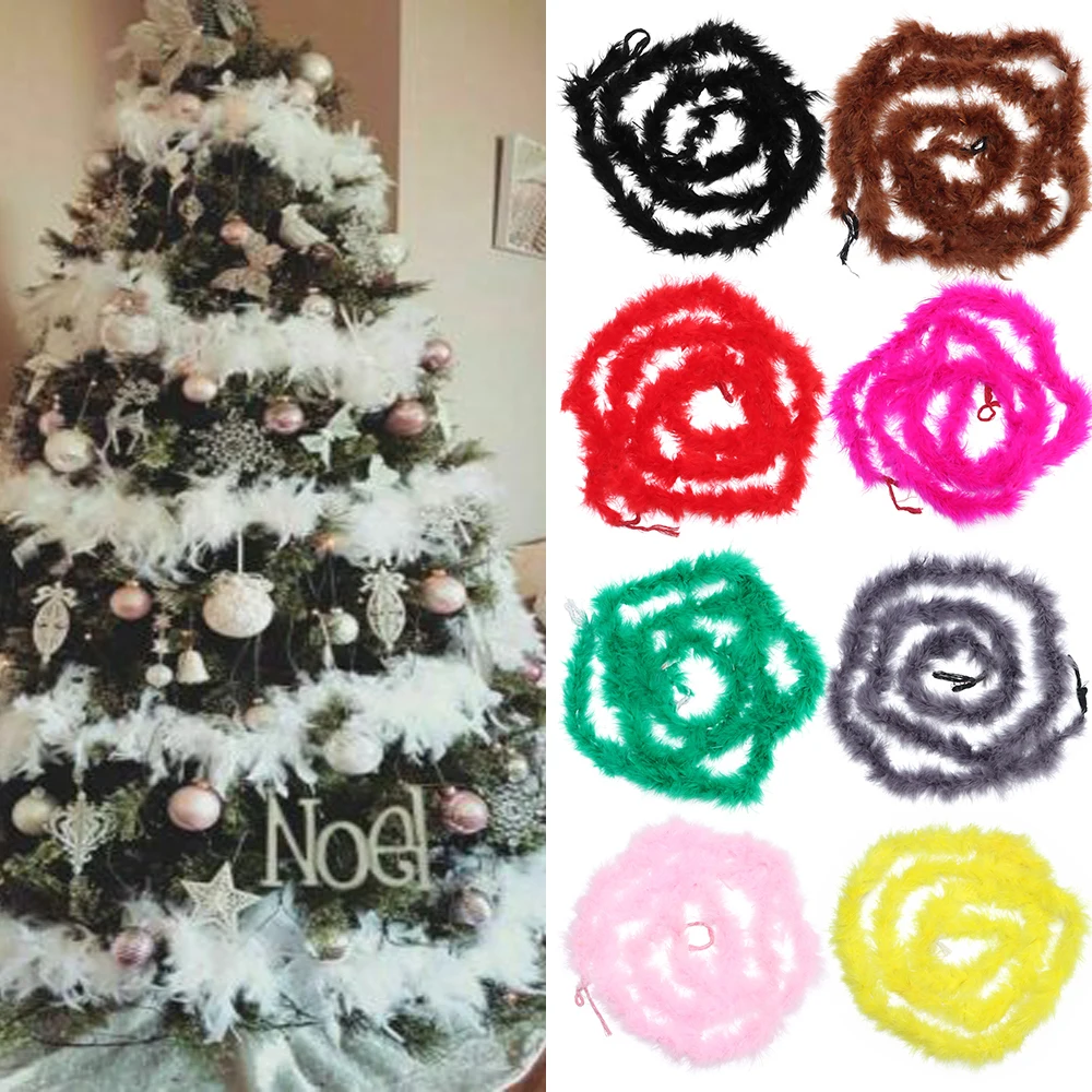 1/2 Stuks 2M Kerstboom Wit Boa Strip Xmas Lint Garland Decor Kleding Stof Veer strip|Veer| - AliExpress