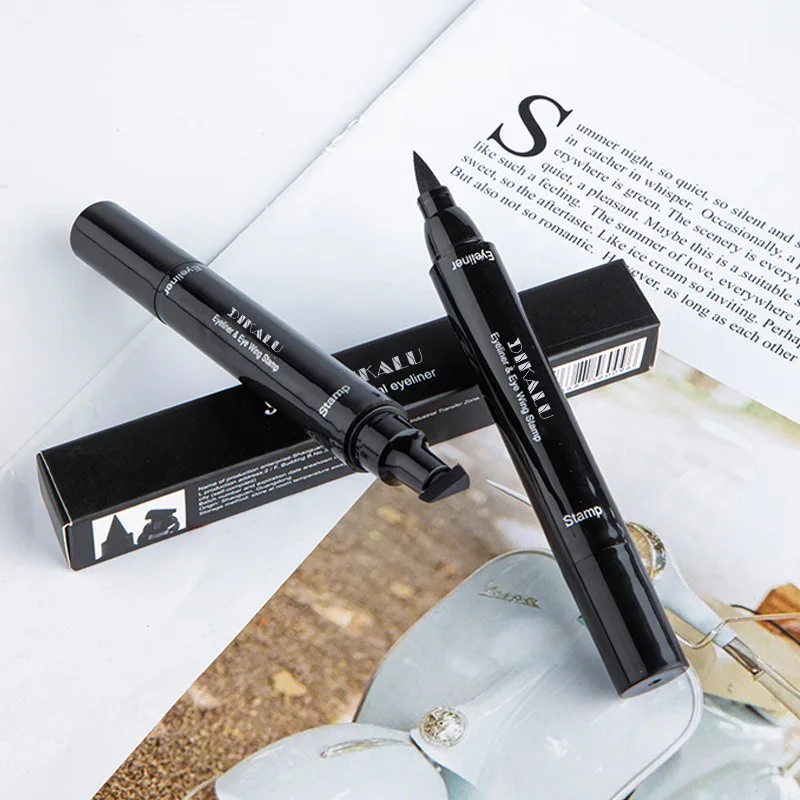 Liquid Eyeliner DIKALU Double Head Quick Drying Star Triangle Seal Mark Eyeliner Waterproof Non-smudging Liquid Eyeliner