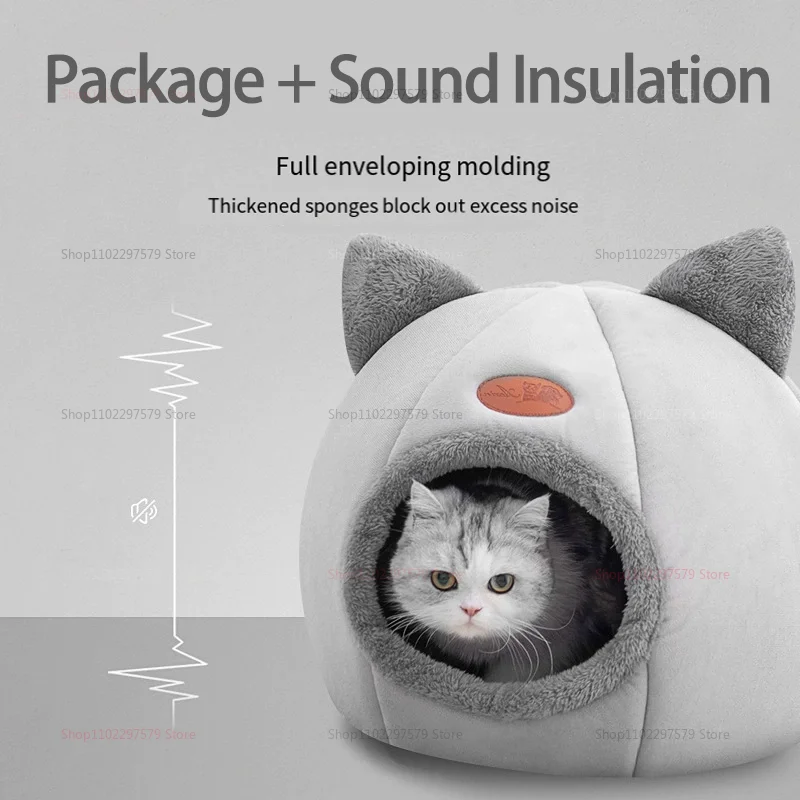 Winter Warm Cat Nest Semi-Enclosed Design Windproof And Cold-Resistant Large Model Comfortable And Warm Pet Nest For Home Use 5