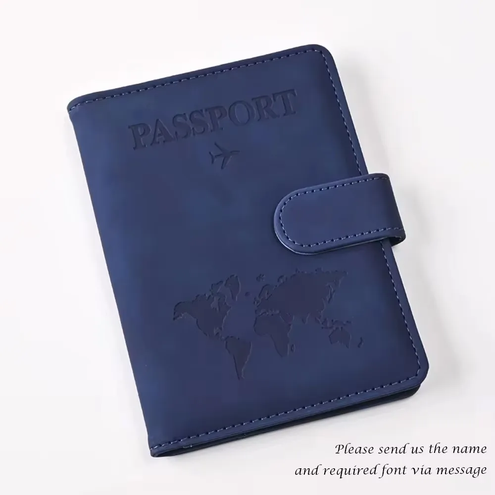 Personalized PU Leather Passport Cover with Name for Couples – Travel Accessories