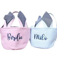 Personalized Customized Children's Toy Storage Bag Canvas Embroidered Rabbit Ear Bag Handheld Bucket Kids Girl Boy Birthday Gift 1