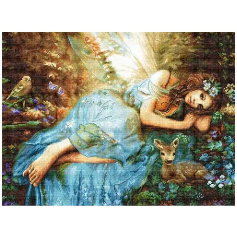 

The Fairy in the Forest Counted Cross Stitch Sets 11CT 14CT 16CT 18CT DIY Handmade Cross Stitch Kits Embroidery Needlework Craft