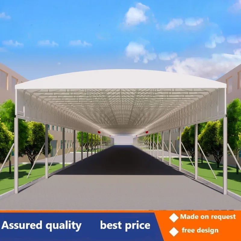 Basketball court roof electric push-pull shed retractablerack awning swimming pool electric awning