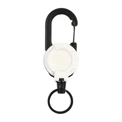 Anti-Theft Elastic Retractable Keychain with Easy-Pull Metal Buckle (WHITE)