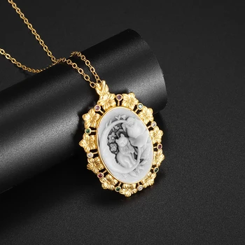 Floral Moon Cat Necklace