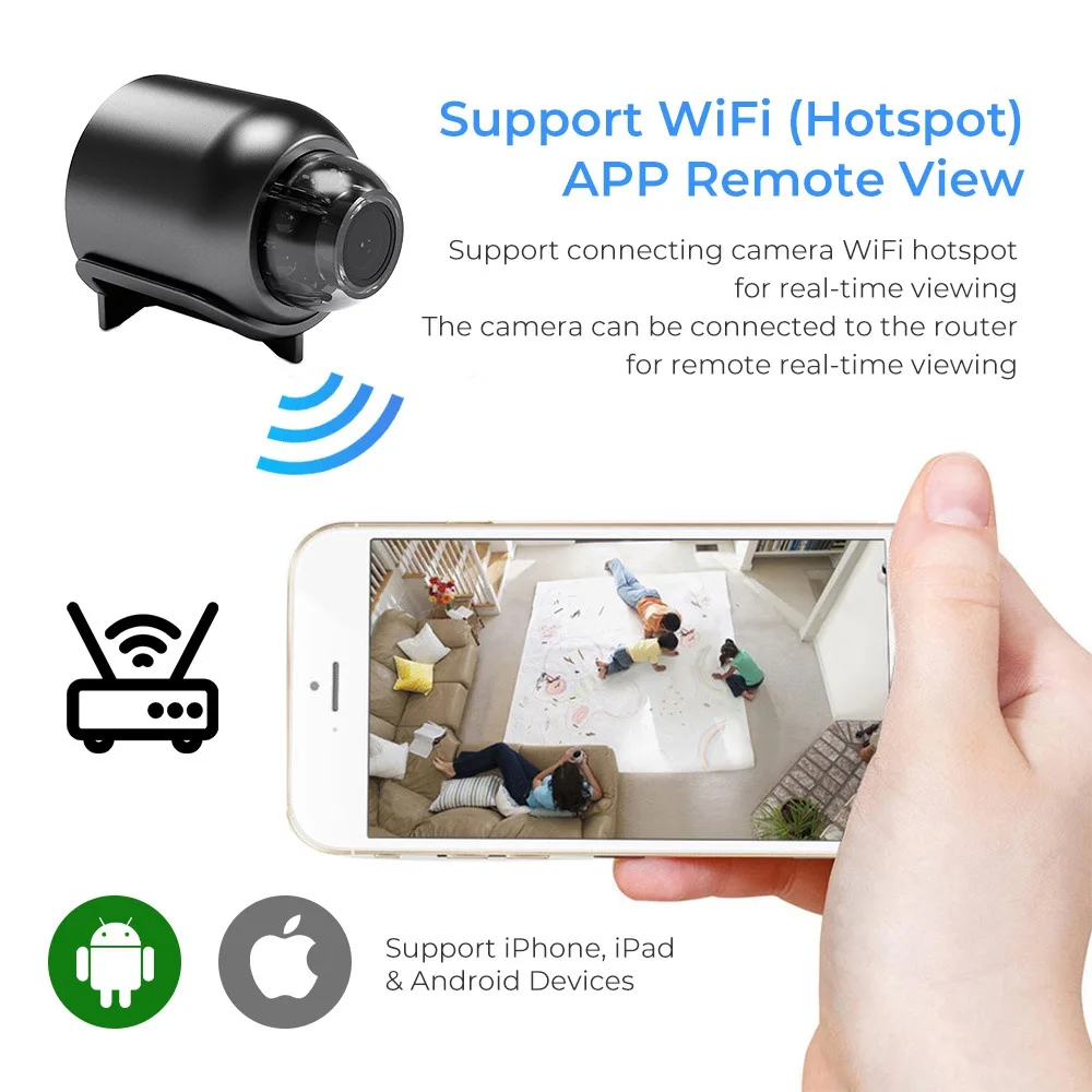 1080P HD WiFi Security Camera Wireless Mini Surveillance Camera Night Vision Remote View Indoor Outdoor 4
