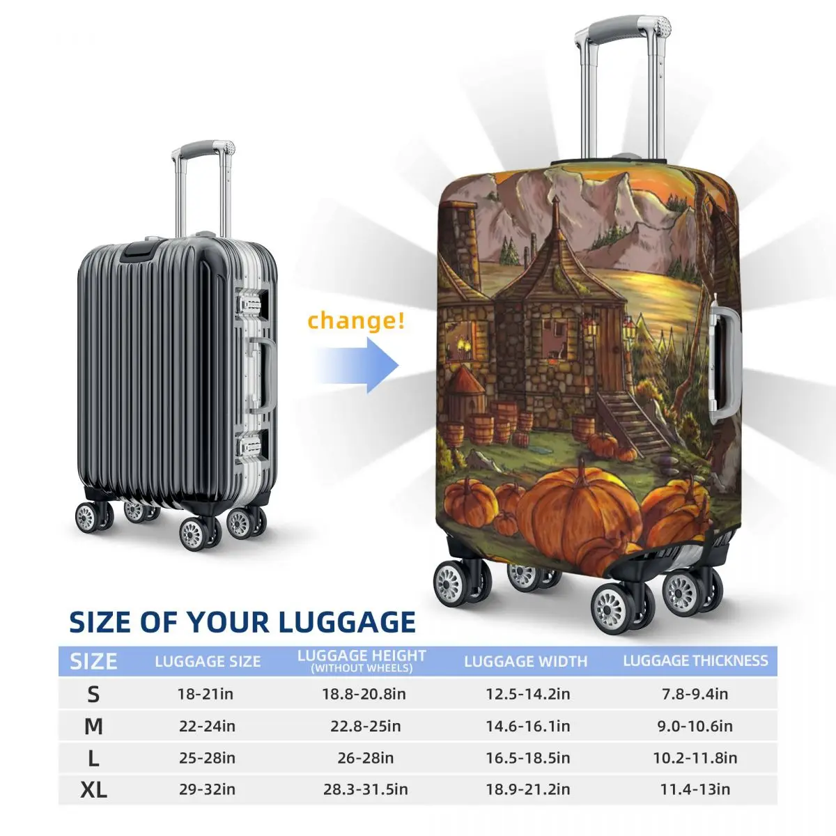 Pumpkin Hut Suitcase Cover Luggage Supplies Protector Harrys Magic Flight Travel Fun