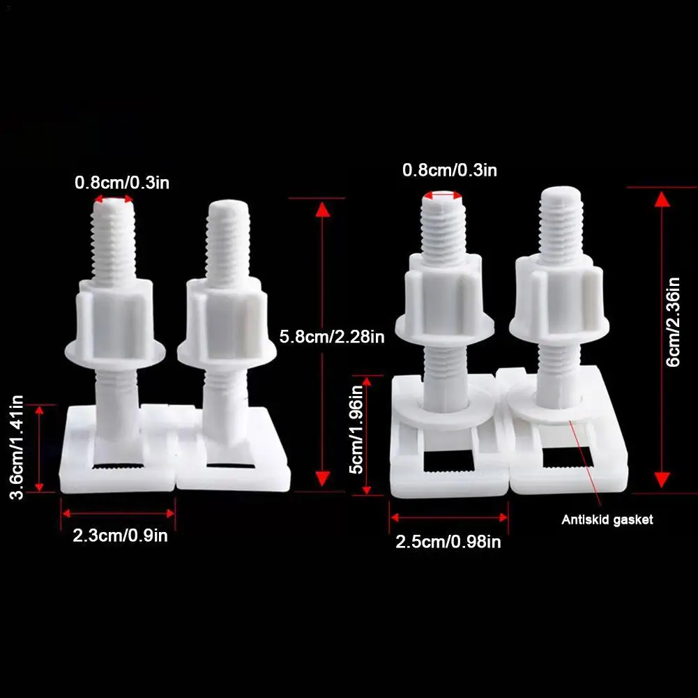 Plastic Toilet Lid Hinge Repair Bolts Accessories Screws Washers Set Universal Replacement Toilet Lid Set Screws