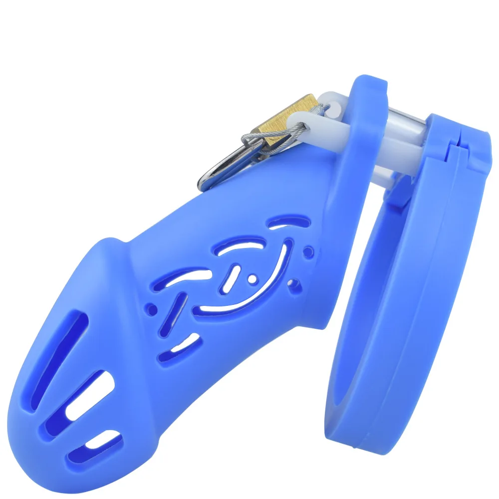 Silicone Chastity Lock Cock Cage Adult Colorful Soft Silicone Penis Belt Male Bondage Toys Abstinence Prohibition Erection BDSM
