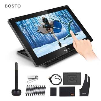 BOSTO BT-16HDK Portable 15.6 Inch H-IPS LCD Graphics Drawing Tablet Display 8192 Pressure Level Passive Technology USB-Powered