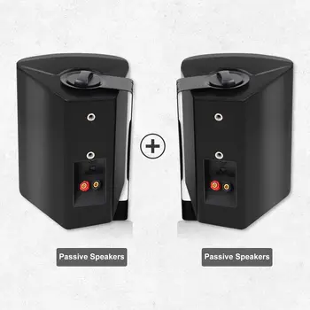 Herdio 5.25'' 300W Indoor Outdoor Waterproof Dual Speakers Home Theater Wall Mount System For Garage Basement living Room Black 2