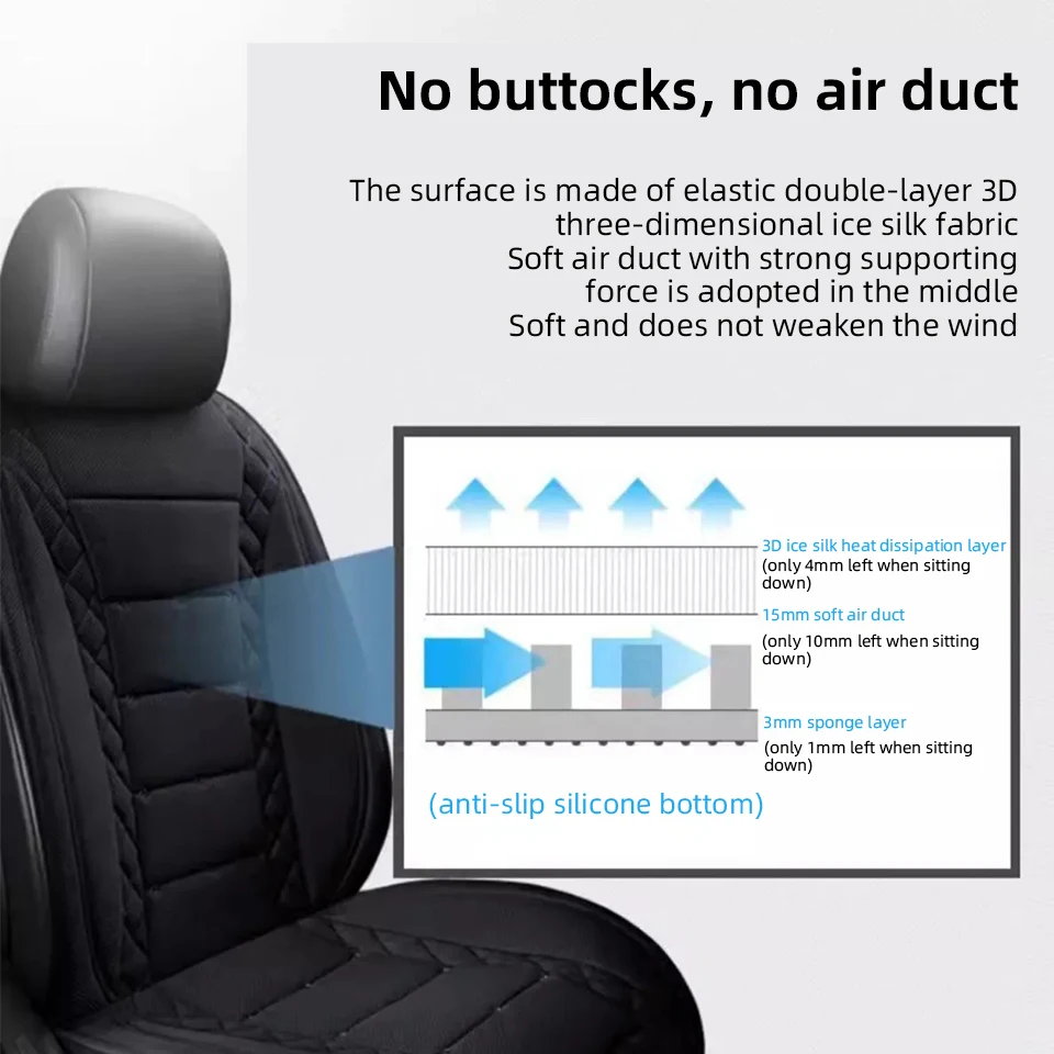Universal Car Cool Air Seat Cushion With Dual Fan USB Charging Multi-color 12V/24V Car Interior Seat Cooling Pad For Car Truck 5