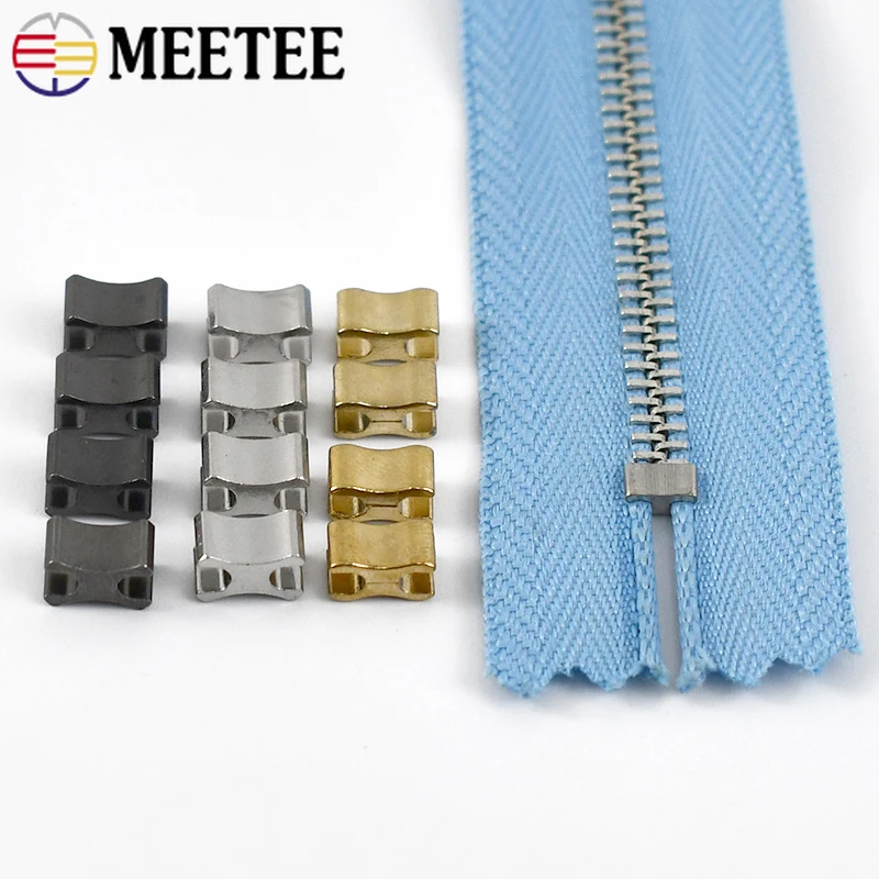 50/100Pc 3# 5# 8# 10# Metal Zipper Stopper Non-slip Zip End Lock Clothes  Luggage Sewing Zips Repair Kit DIY Hardware Accessories