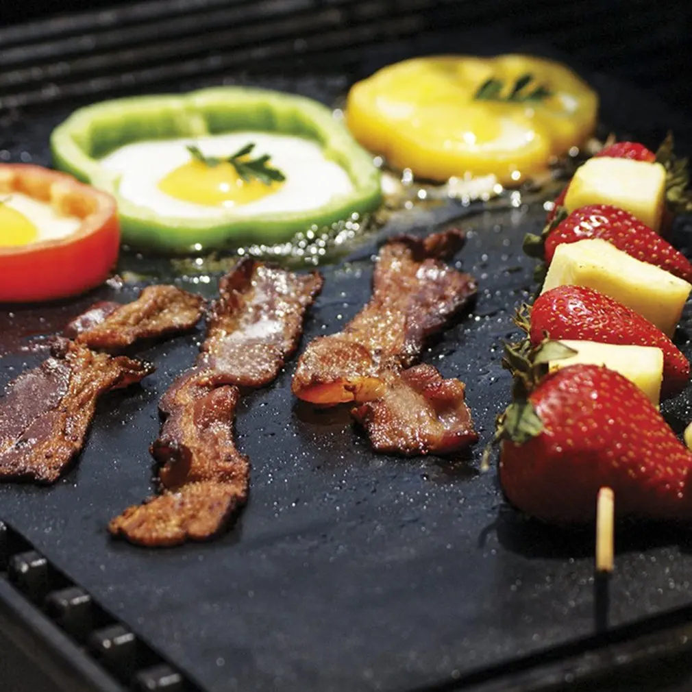 Barbecue Grill Mat Herbruikbare Non-stick Bbq Koken Bakken Matten Covers Sheet Folie Bbq Liner Tool 33*40cm 0.2Mm Dik