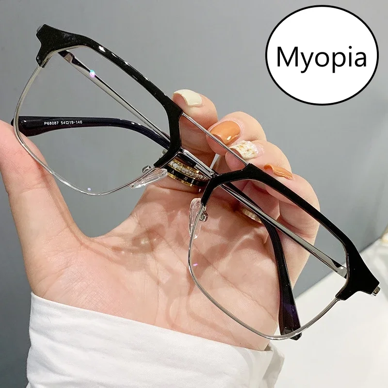 

Business Square Frame Myopia Glasses Ladies Women HD Minus Diopter Eyeglasses Unisex Luxury Anti-radiation Eyewear for Computer