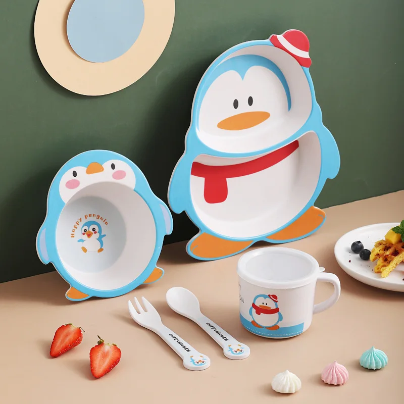 Kids Cups Set Natural Bamboo Fiber Baby Cup Toddler Water Suit Cartoon Animal Cute Creative Children Cup Daily Use Cups baby tableware set baby drinking cup