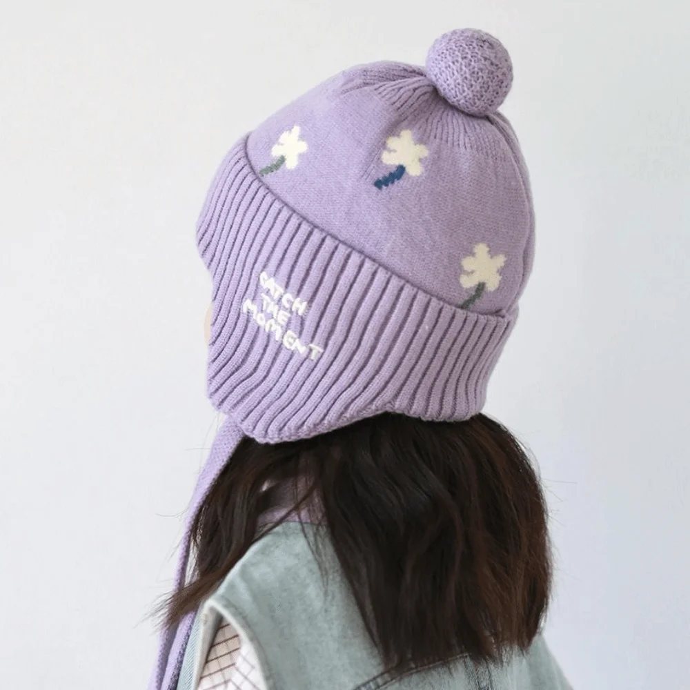 Fleece Lining Winter Baby Crochet Hat Windproof Soft Toddler's Plush Knitted Cap Breathable Thermal Kids Ear Protection Hat