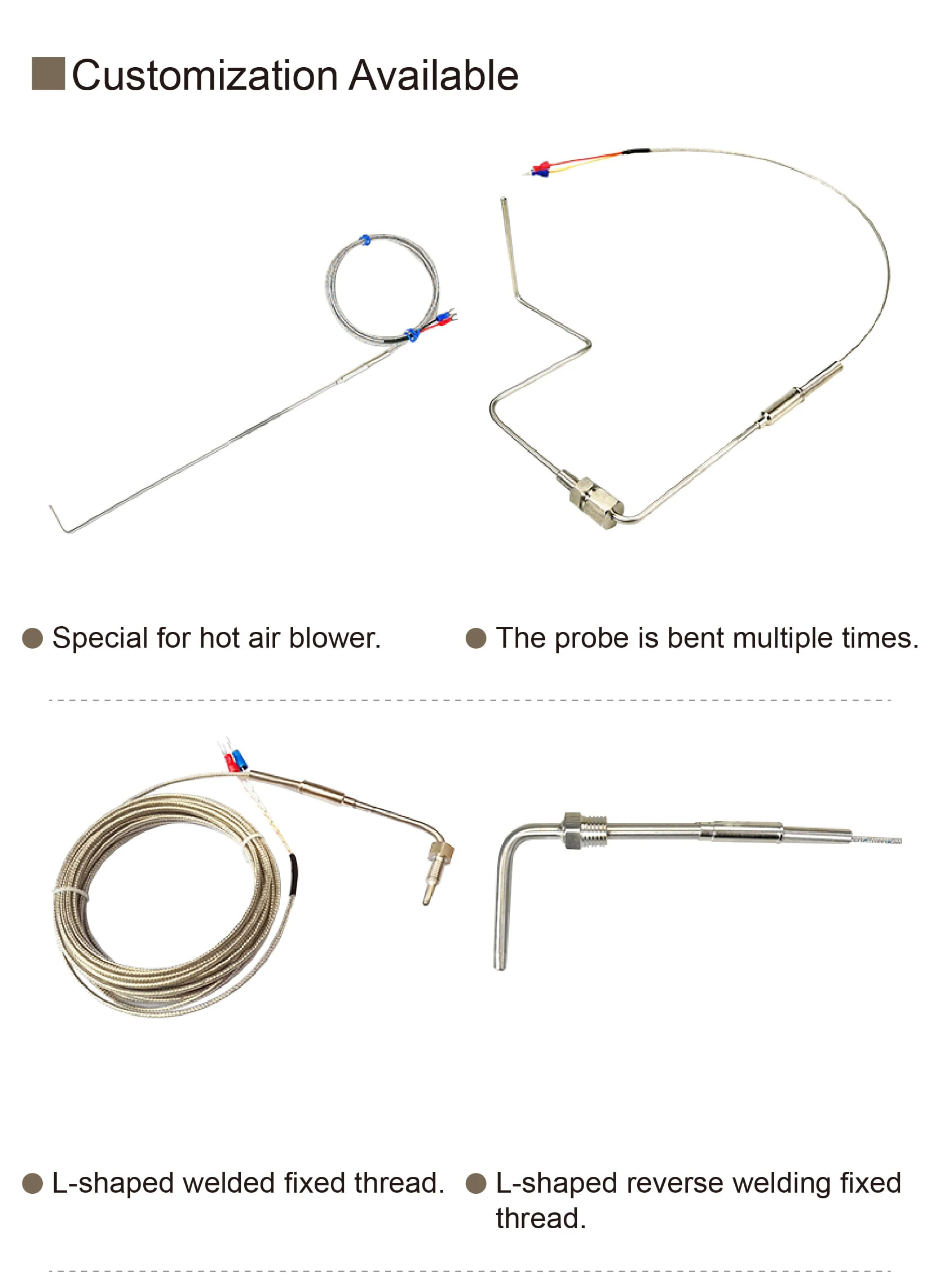WRNK‑191 K type armored thermocouple sensor flexible stainless steel probe high