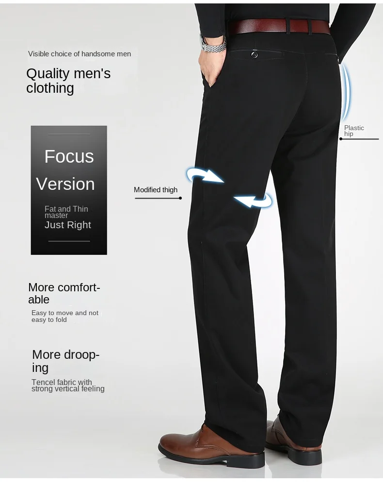 Description Picture 4 of itemMen's business casual pants spring and autumn elastic casual career formal office high end straight leg suits