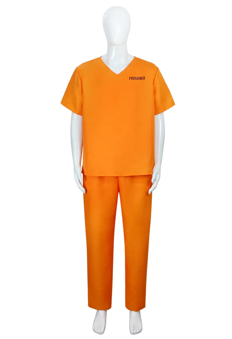 Criminal Prisoner Cosplay Costume Adult Orange Prinson Uniform Halloween Carnival Cosplay Prisoner COS costume with Handcuffed