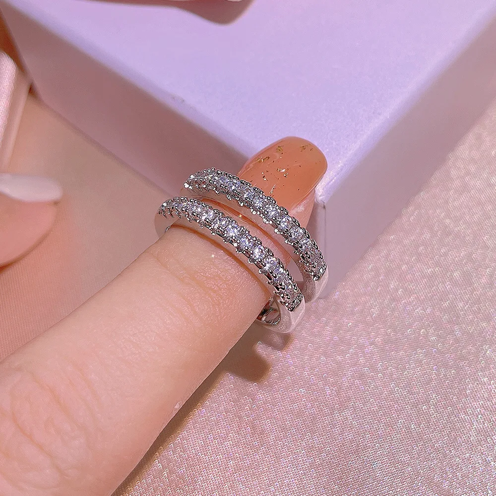925 Sterling Silver Water Drop Zircon Stone Ring Finger For Women