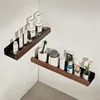 Bathroom Shelf，No punch storage rack，Solid Wood bathroom shelves ，Punch-Free Wooden Shelf Wall-Mounted Shower，Toilet Organizer 2