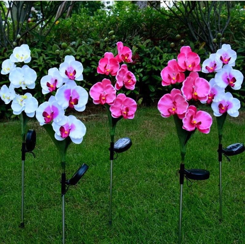 5 LED Solar Garden Decoration Outdoor LED Light Butterfly Orchid Flower Rose Lily Lamp Yard Garden Path Way Lawn Landscape Decor